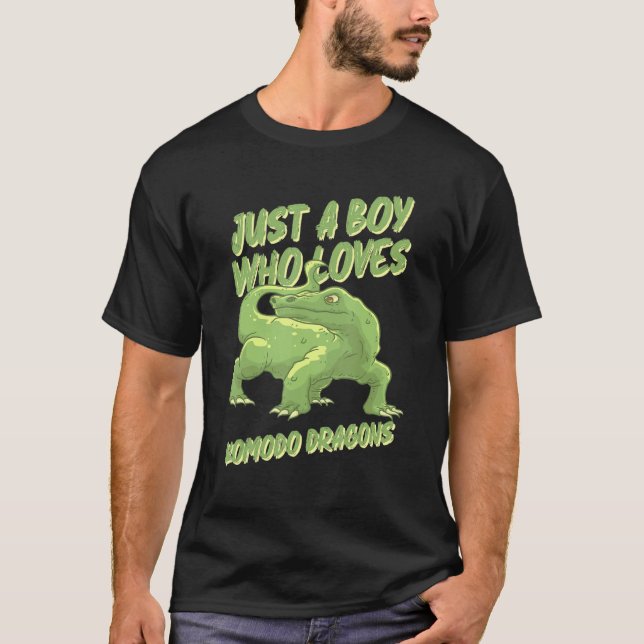 Nur ein Junge, der Komodo Dragons Liebe Lizard übe T-Shirt (Vorderseite)