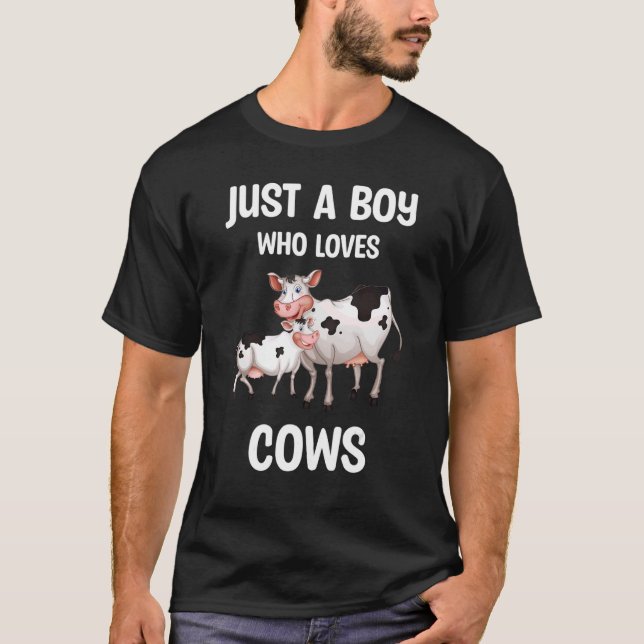 Nur ein Junge, der Kühe Liebe Farm Kuh Tier Kinder T-Shirt (Vorderseite)