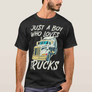 Nur ein Junge, der Lastwagen liebt, Jungen Männer T-Shirt
