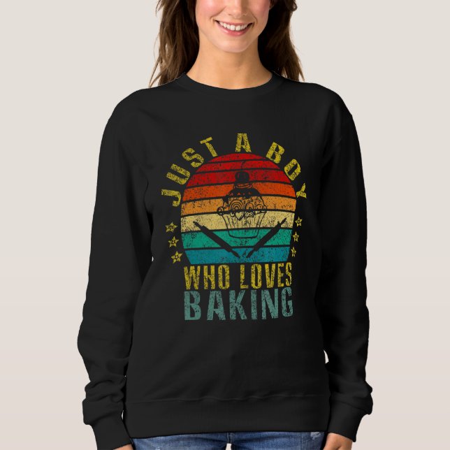 Nur ein Junge, der Lieben backen Retro Sweatshirt (Vorderseite)