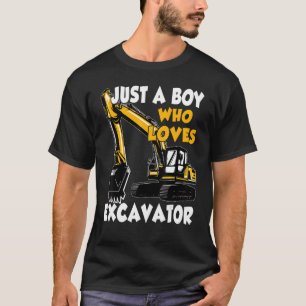Nur ein Junge, der Lieben Baggerbaufahrzeug T-Shirt