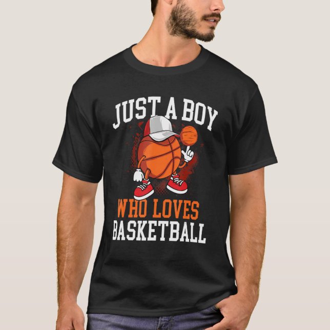 Nur ein Junge, der Lieben Basketball Player Hoops T-Shirt (Vorderseite)