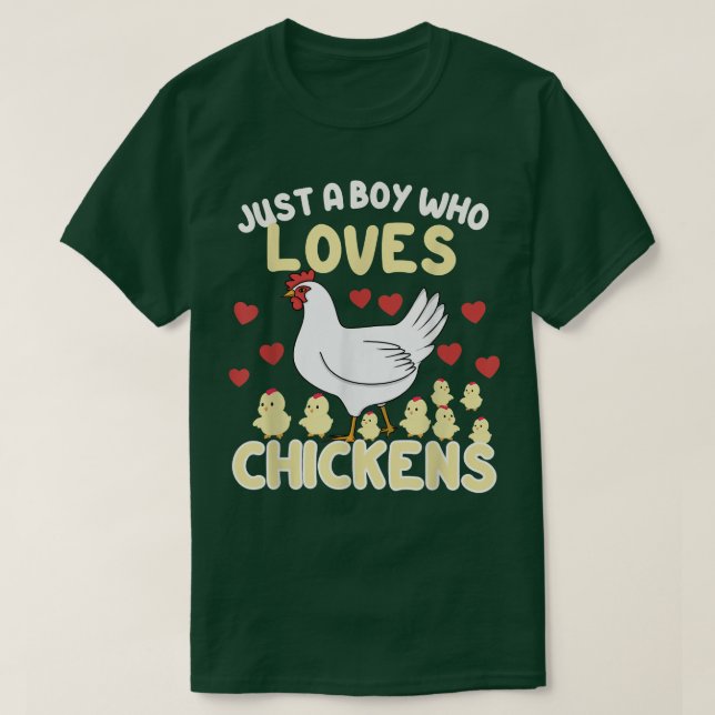 Nur ein Junge, der Lieben Hühner Bauer Hühner Lieb T-Shirt (Design vorne)