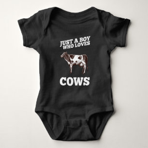 Nur ein Junge, der Lieben Kühe Funny Animal Ranch Baby Strampler