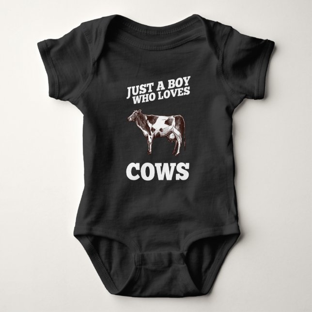 Nur ein Junge, der Lieben Kühe Funny Animal Ranch  Baby Strampler (Vorderseite)