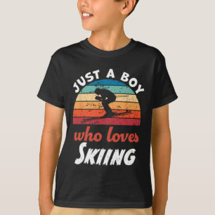 Nur ein Junge, der Lieben Skifahren Kinder Skifahr T-Shirt