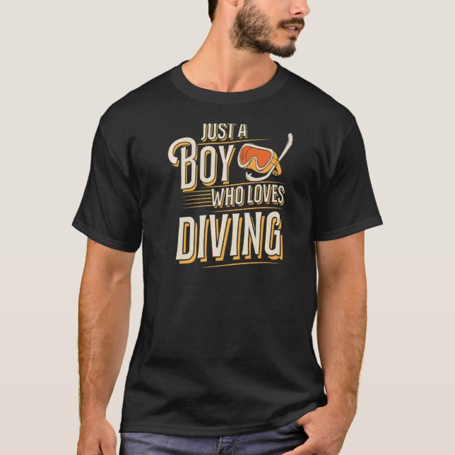 Nur ein Junge, der Lieben Tauchsport Scuba Diver T-Shirt (Vorderseite)