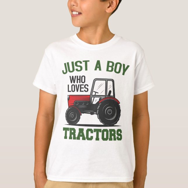 Nur ein Junge, der Lieben Traktoren Bauernhof Kind T-Shirt (Vorderseite)