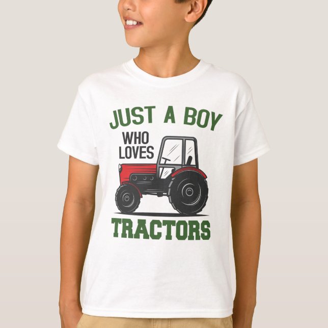 Nur ein Junge, der Lieben Traktoren Bauernhof Kind T-Shirt (Vorderseite)
