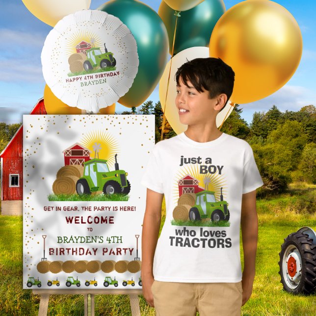 Nur ein Junge, der Lieben Traktoren Farm Geburtsta T-Shirt (Just A Boy Who Loves Tractors Farm Birthday Boy T-Shirt)