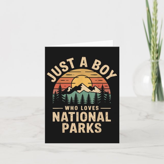 Nur ein Junge, der Nationalparks Liebe Retro Natur Karte (Vorderseite)