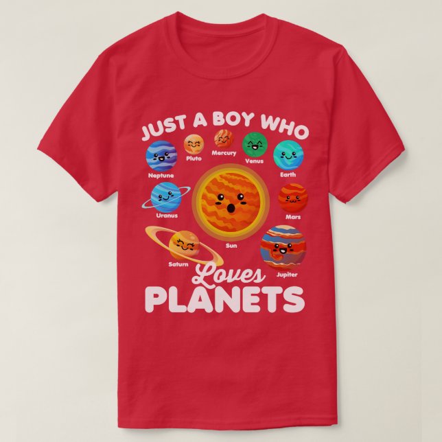 Nur ein Junge, der Planets Fun Solar System Spac L T-Shirt (Design vorne)