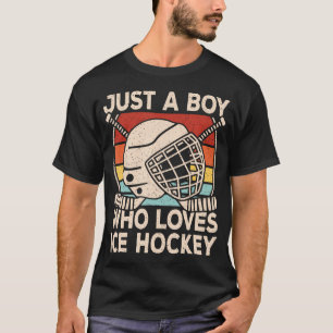 Nur ein Junge, der Retro-Eishockey liebt T-Shirt