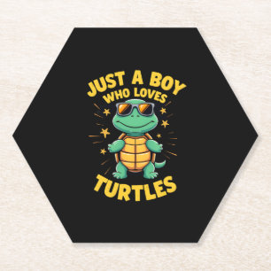 Nur ein Junge, der Schildkröten liebt Kinder Junge Untersetzer