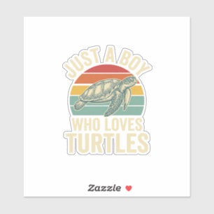 Nur ein Junge, der Schildkröten liebt Vintage-Shir Aufkleber
