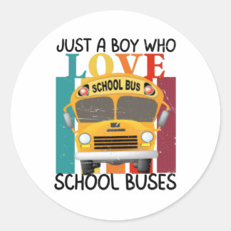 Nur ein Junge, der Schulbusse Liebe Runder Aufkleber