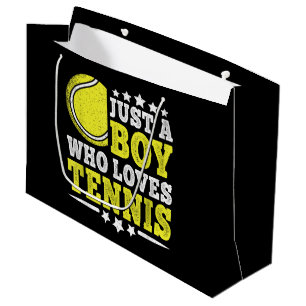 Nur ein Junge, der Tennis liebt, lustiger Tennisli Große Geschenktüte