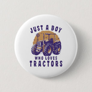 Nur ein Junge, der Traktoren und landwirtschaftlic Button
