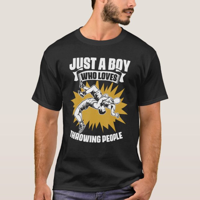 Nur ein Junge, der Wrestling Sportfan für den Krie T-Shirt (Vorderseite)