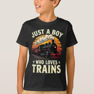 Nur ein Junge, der Züge vintage Zugliebhaber liebt T-Shirt