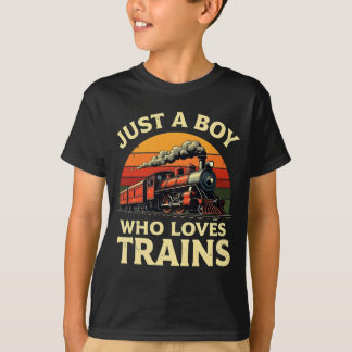 Nur ein Junge, der Züge vintage Zugliebhaber  T-Shirt