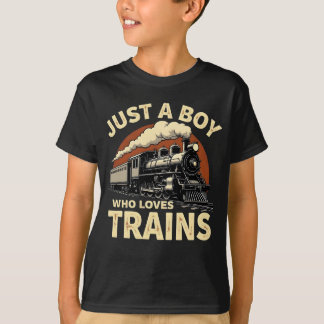 Nur ein Junge, der Züge vintage Zugliebhaber  T-Shirt