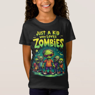 Nur ein Kind, das Zombies Cartoon Halloween Lieben T-Shirt