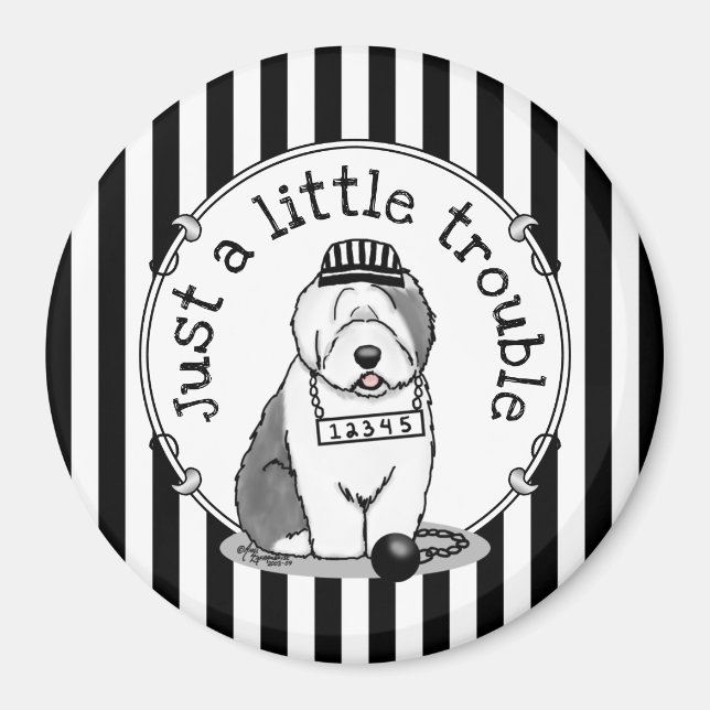 Nur ein kleines Problem Old English Sheepdog Gray  Magnet (Vorne)