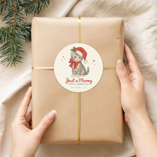 Nur ein kleines Weihnachtskatze süß vintage Katze Runder Aufkleber