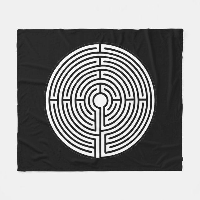 Nur ein Labyrinth aus schwarz Fleecedecke (Vorderseite (Horizontal))