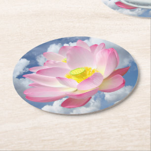 Nur ein Lotus Blossom + Ihr Text & Ideen Runder Pappuntersetzer