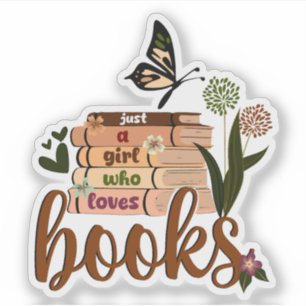 NUR EIN MÄDCHEN, buchen Sie Lover Floral Books Rea Aufkleber