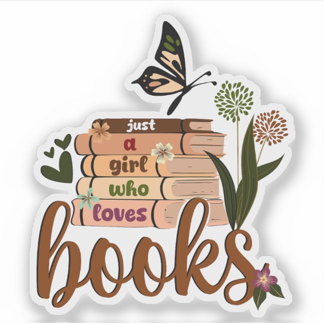 NUR EIN MÄDCHEN, buchen Sie Lover Floral Books Rea Aufkleber (Vorderseite)