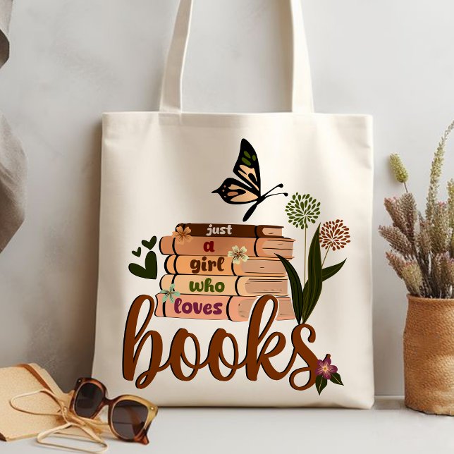NUR EIN MÄDCHEN, buchen Sie Lover Floral Books Rea Tragetasche (JUST A GIRL WHO LOVES BOOKS tote bag, personalized teacher tote bag, teacher gift ideas tote bag, )