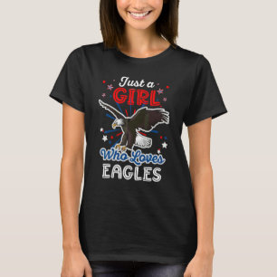 Nur ein Mädchen, das Adler liebt Amerikanische Mäd T-Shirt