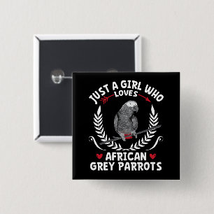 Nur ein Mädchen, das Afrikanisches Grau Parrots Fu Button