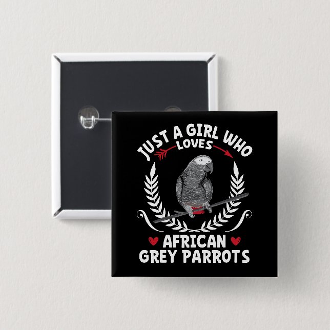 Nur ein Mädchen, das Afrikanisches Grau Parrots Fu Button (Vorne & Hinten)