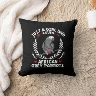 Nur ein Mädchen, das Afrikanisches Grau Parrots Fu Kissen