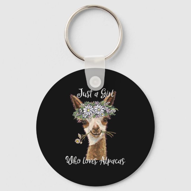 Nur ein Mädchen, das Alpacas Lieben Schlüsselanhänger (Vorderseite)