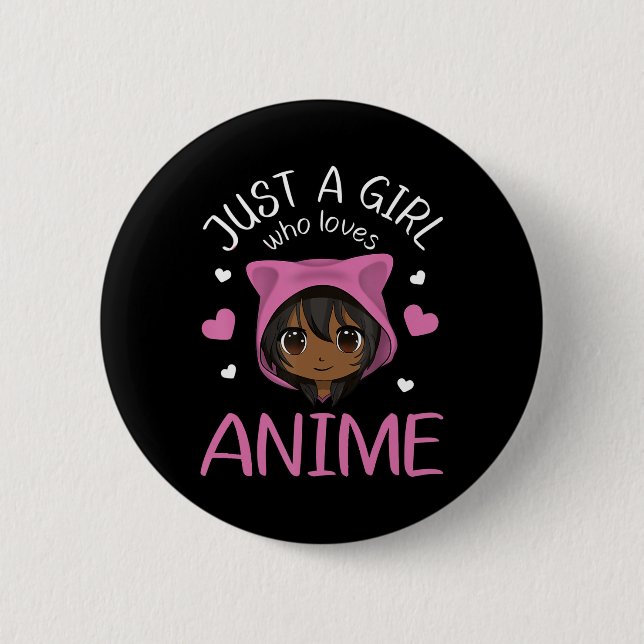 Nur ein Mädchen, das Anime African American Girls  Button (Vorderseite)