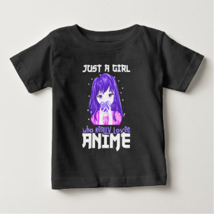 Nur ein Mädchen, das Anime in Lila wirklich liebt Baby T-shirt