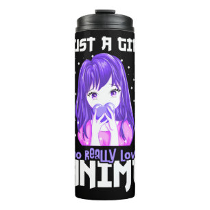 Nur ein Mädchen, das Anime in Lila wirklich liebt Thermosbecher