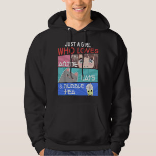Nur ein Mädchen das Anime Katzen Bubble Tea Boba L Hoodie