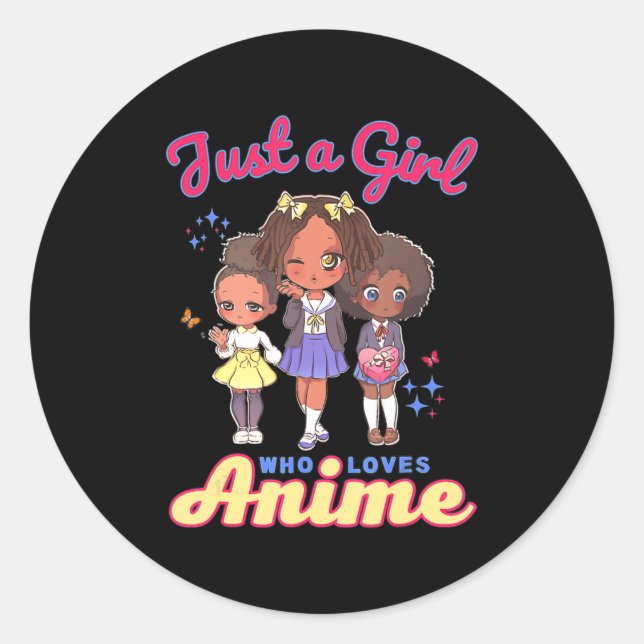 Nur ein Mädchen, das Anime Kawaii America Lieben Runder Aufkleber (Vorderseite)