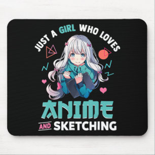 Nur ein Mädchen, das Anime Liebe und Japan Ma skiz Mousepad