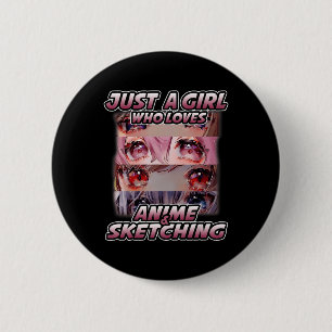 Nur ein Mädchen, das Anime Liebe und Japan skizzie Button