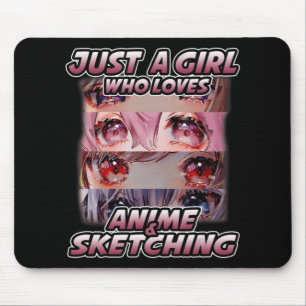 Nur ein Mädchen, das Anime Liebe und Japan skizzie Mousepad