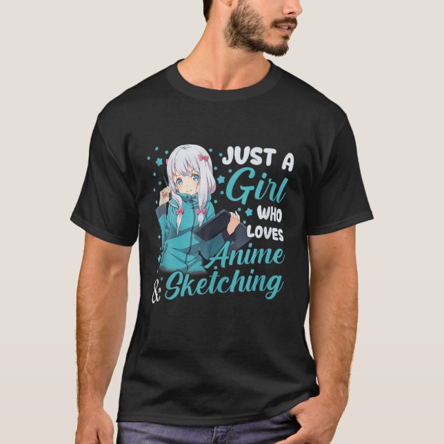 Nur ein Mädchen, das Anime Liebe und Mädchen skizz T-Shirt (Vorderseite)