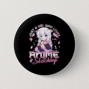 Nur ein Mädchen, das Anime Liebe und Zeichne Button