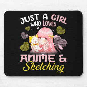 Nur ein Mädchen, das Anime Liebe und Zeichne Mousepad